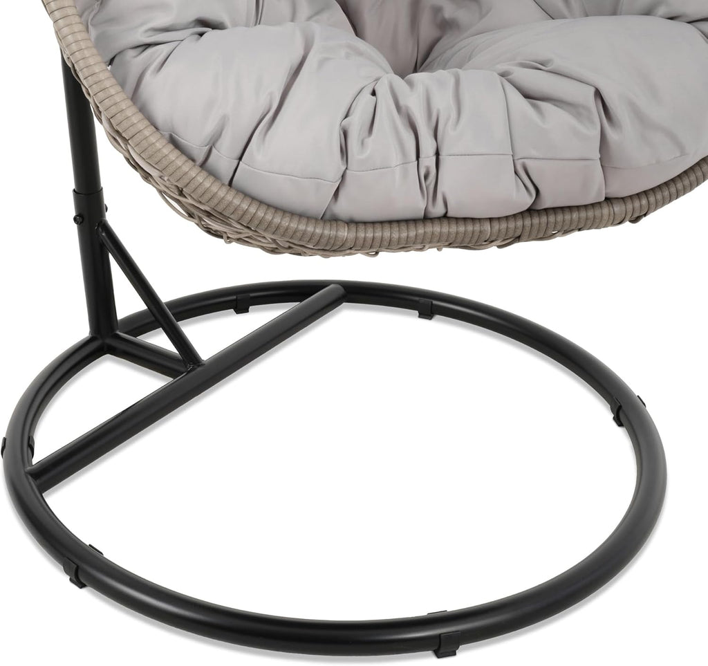 di volio Hängesessel BACOLI Hängekorb Hängeschaukel für Garten und Terasse inkl. Kissen + Fleecedecke (Grau/Grau)