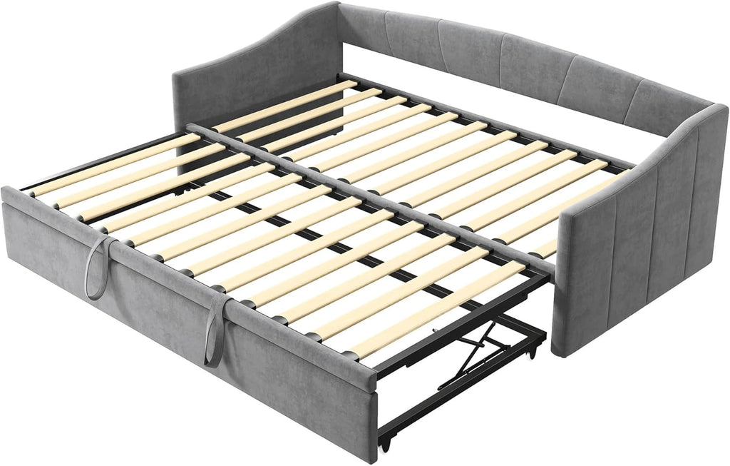 Schlafsofa 90/180 x 200 cm,Schlafsofa mit Bettkasten,Tagesbett Ausziehbar,Schlafcouch Ausziehbar Schlafsofa 200 cm Breit Bett Ausziehbar Zum Doppelbett,ohne Matratze (Grau-A, 90/180 x 200 cm)