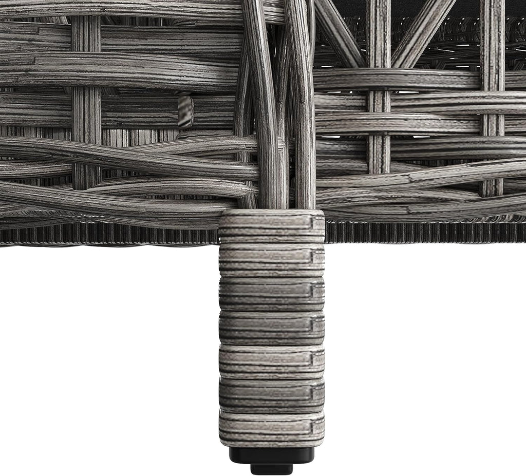 Ball & Cast Gartenliege 2 Personen aus Rattan, Liege mit 4-Fach Verstellbarer Rückenlehne und Bequemer Auflage, 2er Set, 192 x 70 x 83 cm, Grau