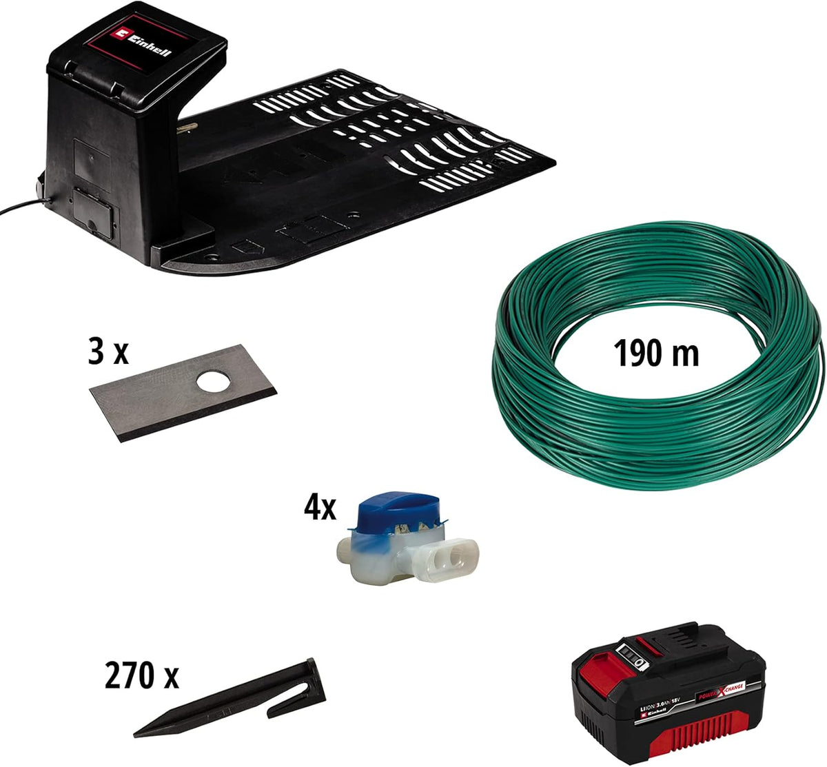 Einhell Roboter-Rasenmäher FREELEXO 900 LCD BT (Lithium-Ionen, 18 V, bis zu 900 m², Multizonenmäher, Bluetooth App-Steuerung, für Steigung von bis zu 35%, inkl. PXC-Batterie und Installationszubehör)