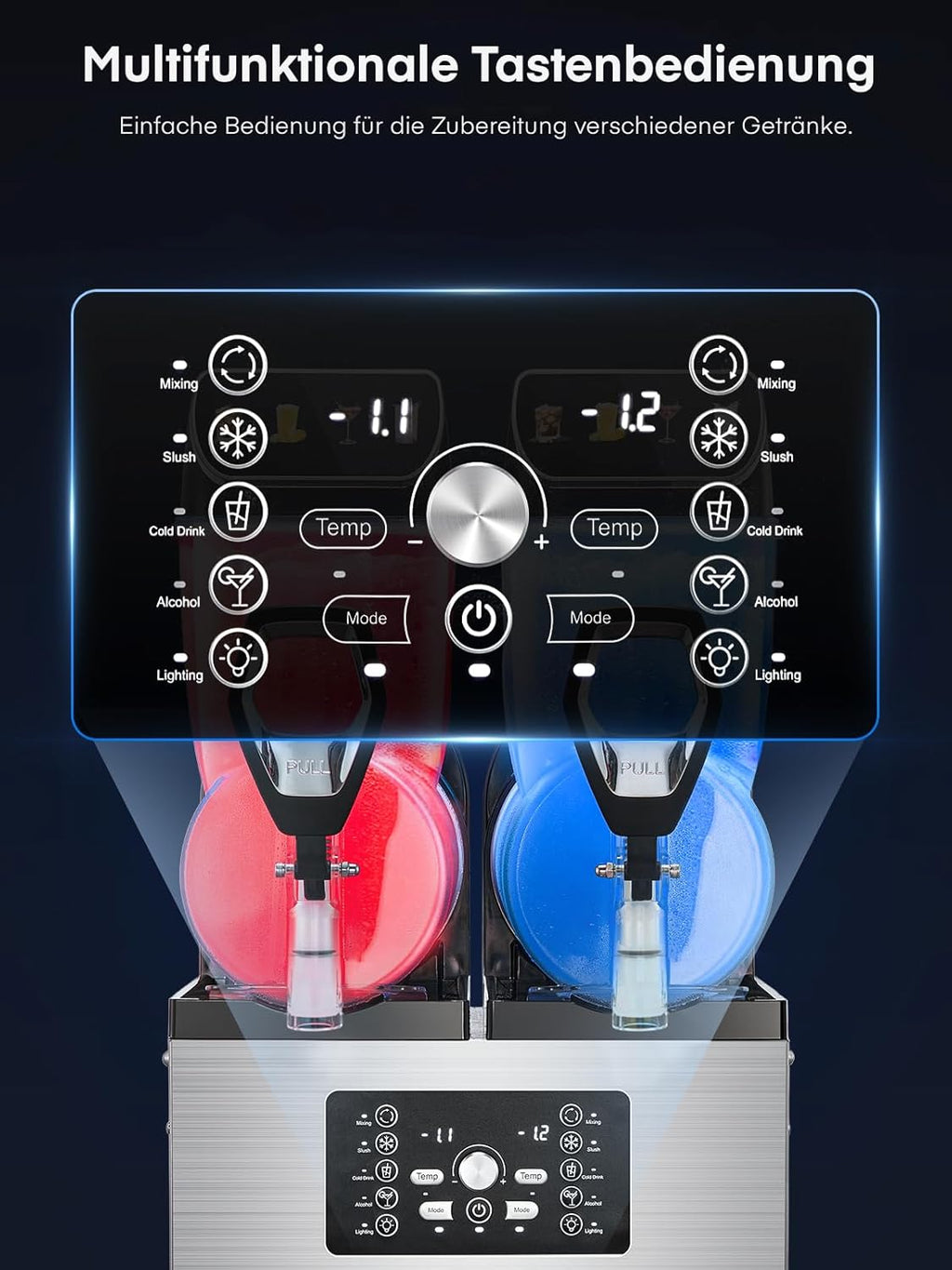 FOHERE Kommerzielle Slush Maschine, 30L Tanks Slush Eis Maschine,Unabhängige Tank Kontrolle, Slushie Maschine für Restaurants Café Bars Party