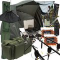 Karpfenangeln Setup 3 Stück 3,6 m 2/3 Ruten & Rollen Bissanzeiger Netz Pod Tragetasche Rutentasche Brolly & Tackle Komplettset
