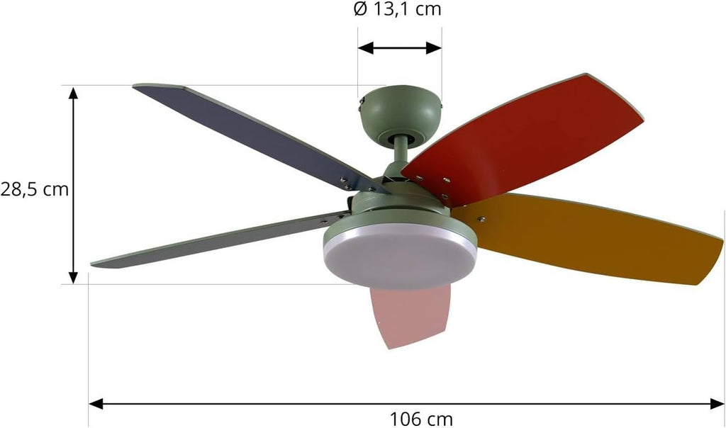 Lindby LED Deckenventilator mit Lampe Jonte dimmbar Leselampe (Modern) aus Metall (1 flammig,) - Ventilator Wohnzimmerleuchte