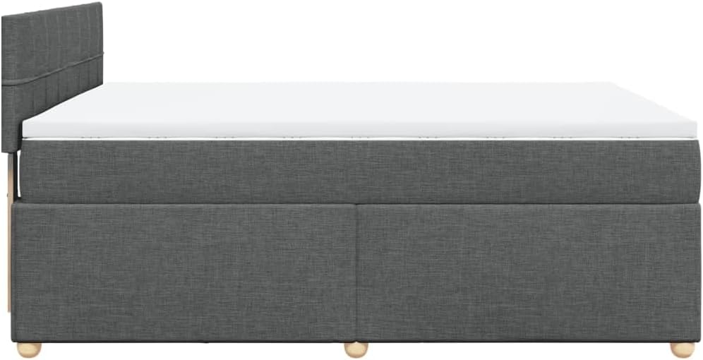 vidaXL Boxspringbett, Doppelbett mit LED Matratze Matratzenauflage, Bettgestell mit Lattenrost Kopfteil, Polsterbett Bett für Schlafzimmer, Dunkelgrau 140x200cm Stoff