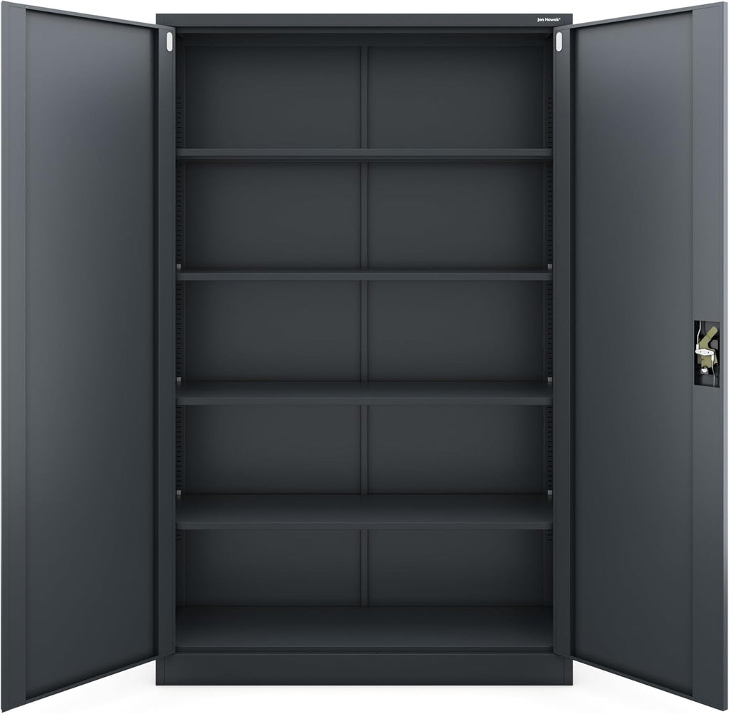 Jan Nowak Metallschrank Jan II 185 x 115 x 40 cm - Aktenschrank abschließbar mit 2 Türen, Mehrzweckschrank mit 5 Ebenen, Büroschrank aus Stahlschrank mit Pulverbeschichtung - Anthrazit