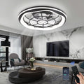 Leiser Deckenventilator mit Beleuchtung Schwarz, 50cm Deckenleuchte mit Ventilator, LED Deckenlampe mit Ventilator, Fernbedienung/APP, 6 Windstufen, 3 Farbtemperaturen, für Schlafzimmer Wohnzimmer
