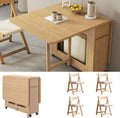 Zusammenklappbares Esstisch-Set, ausziehbarer Esstisch aus Holz mit Stauraum und Rollen, platzsparend, multifunktional, faltbar, Küchentische für kompakte Wohnung, Zuhause, Esszimmer