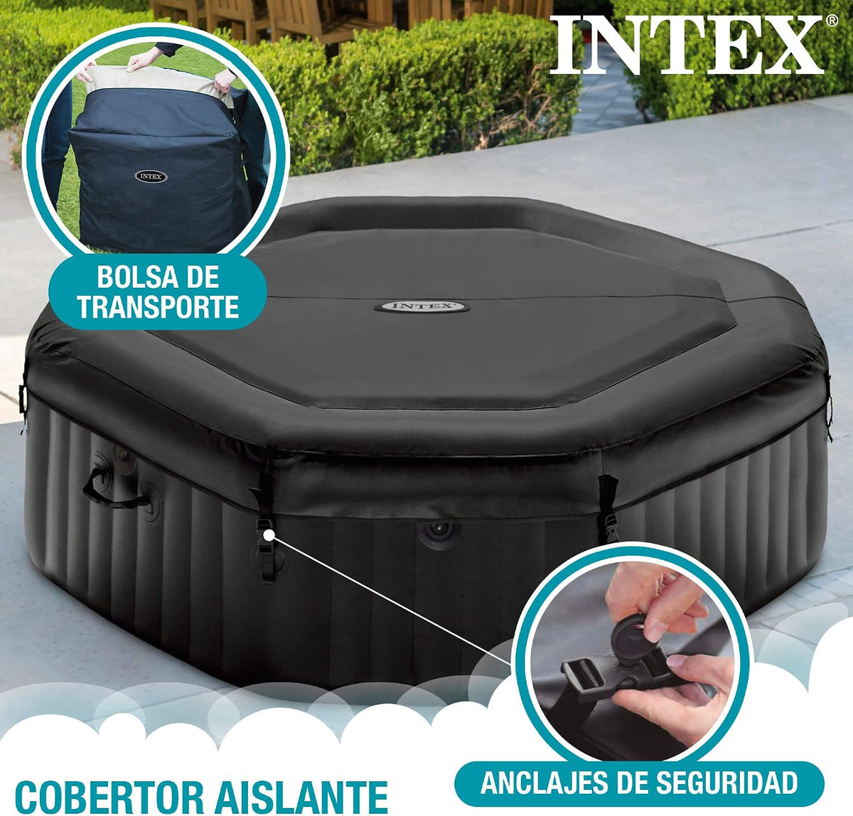 Intex 86IN X86IN X28IN PURESPA Jet and Bubble Deluxe Set