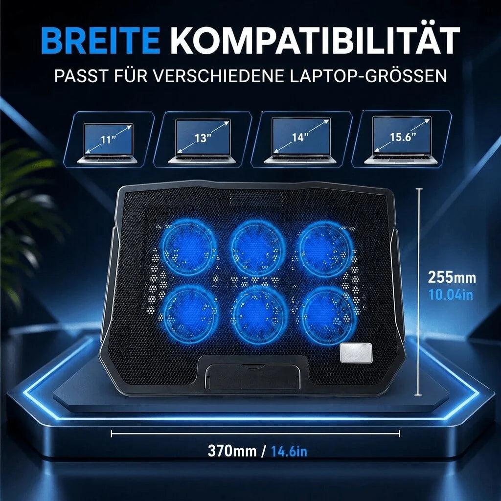 Laptop Ständer & Kühlpad mit 6 Lüftern | Kühlkron