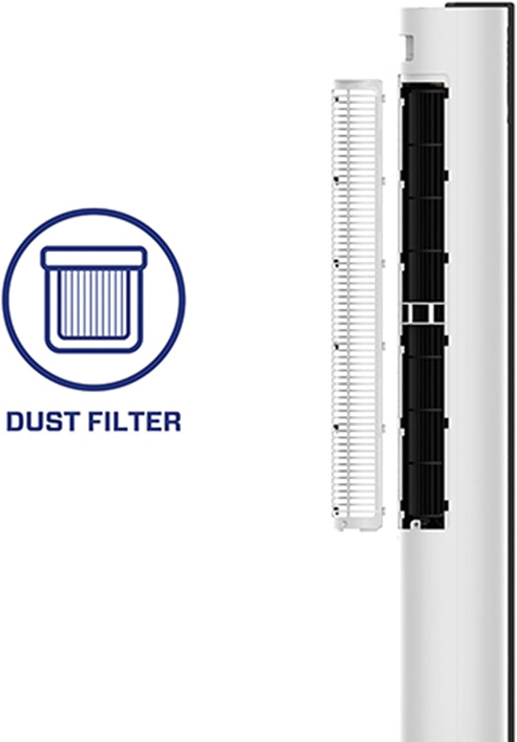 Clean Air Optima CA-407 Smart - Luxus Turmventilator - Luftdurchsatz bis 500m³/h - Oszillation 90º - Staubfilter für saubere und frische Luft - Smartphone-Bedienung (Weiß/schwarz)