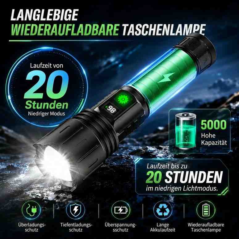 Wiederaufladbare LED Taschenlampe | Nachtfalken