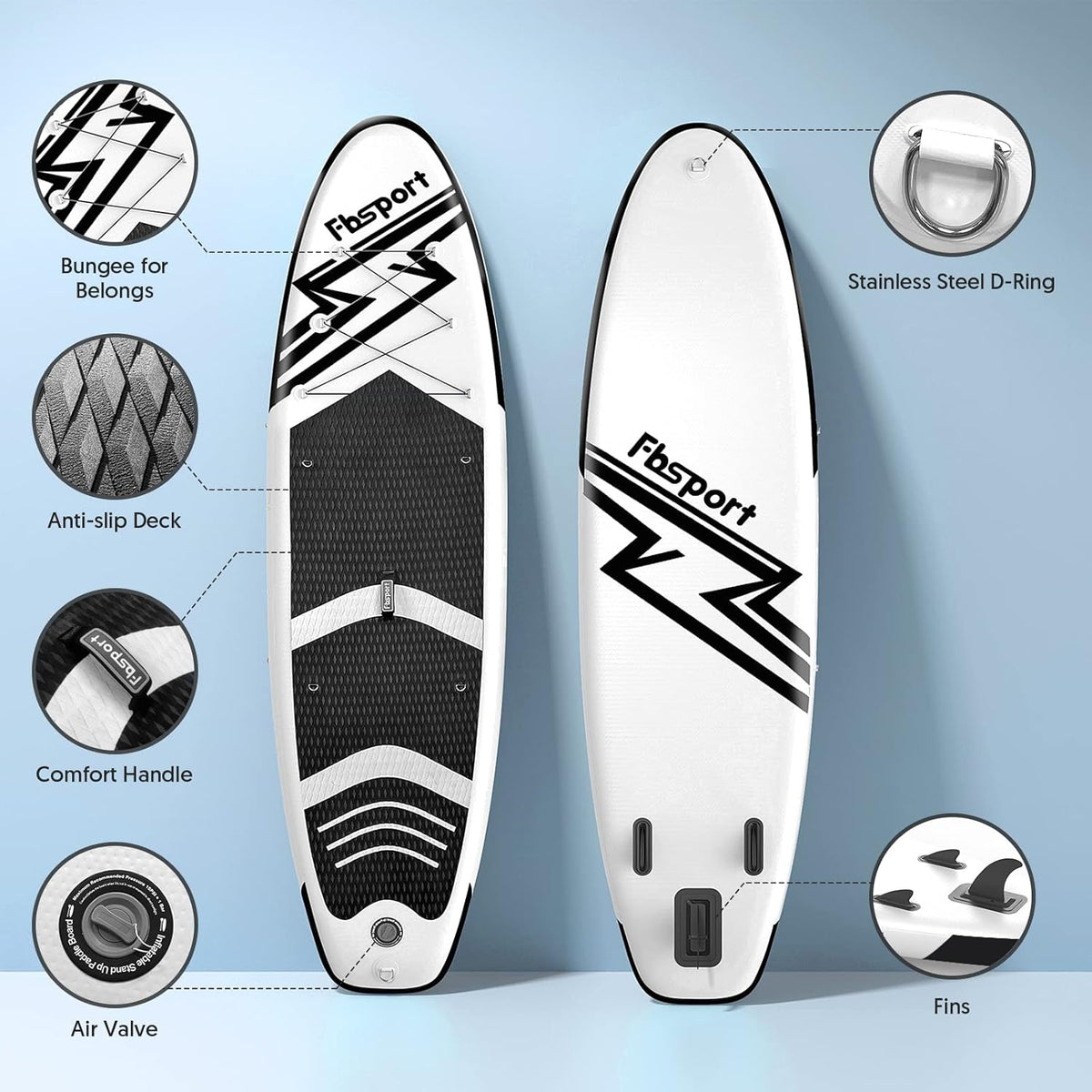 Premium-Stand-Up-Paddle-Board, Yoga-Board mit strapazierfähigem SUP-Zubehör und Tragetasche | Breiter Stand, Surf-Kontrolle, rutschfestes Deck, Leine, Paddel und Pumpe für Jugendliche und Erwachsene