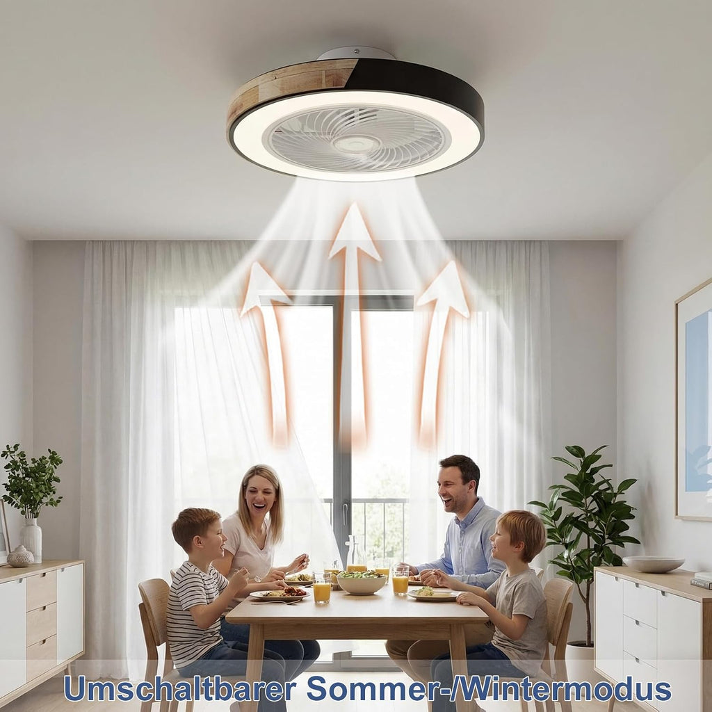 YuYe Deckenventilator Mit Beleuchtung, Ventilator Deckenleuchte, 3 Farbtemperatur und 6 Geschwindigkeiten LED- Deckenventilator mit Lampe Leise Dimmbar für Esszimmer Wohnzimmer Schlafzimme (A)