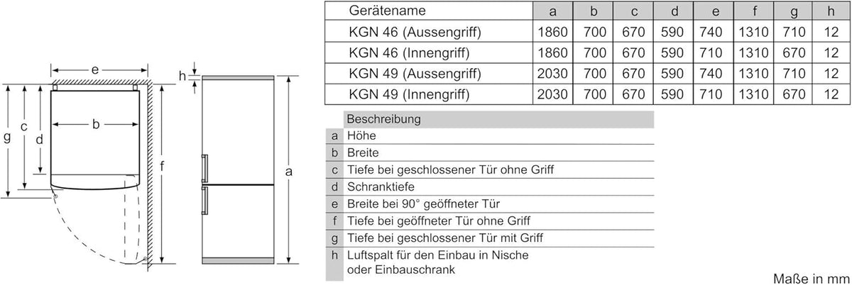 Bosch KGN36NWEA Serie 2 Kühl-Gefrier-Kombination, 186 x 60 cm, 215 L Kühlen & 87 L Gefrieren, NoFrost nie wieder abtauen, LED-Beleuchtung gleichmäßige Ausleuchtung