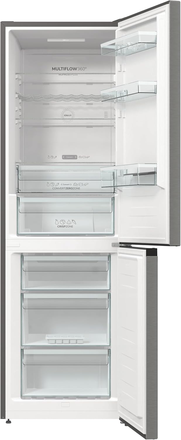 Gorenje NRK61CA2XL4Z Kühl-Gefrierkombination/NoFrostPlus/Multiflow 360° / ConvertZeroZone/AdaptTech/LED Display / 185 cm/Kühlteil 255 l/Gefrierteil 106 l / 35 dB/EEK: C/Edelstahl