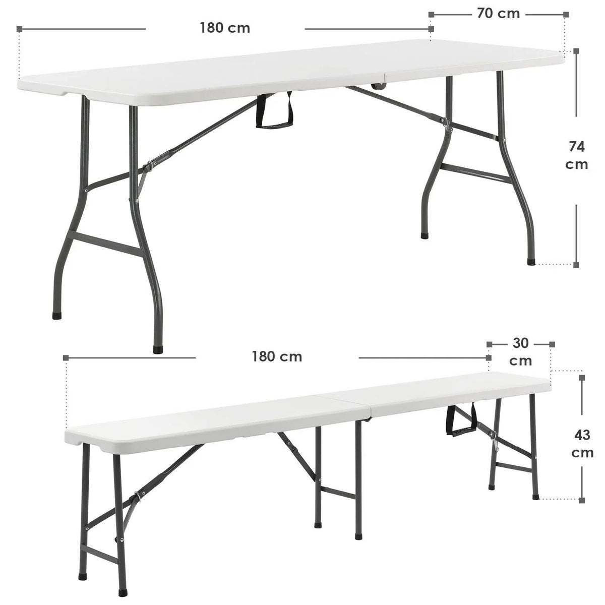 2025 Conjunto de mobiliario plegable para fiestas Bayreuth 180x70x74 cm