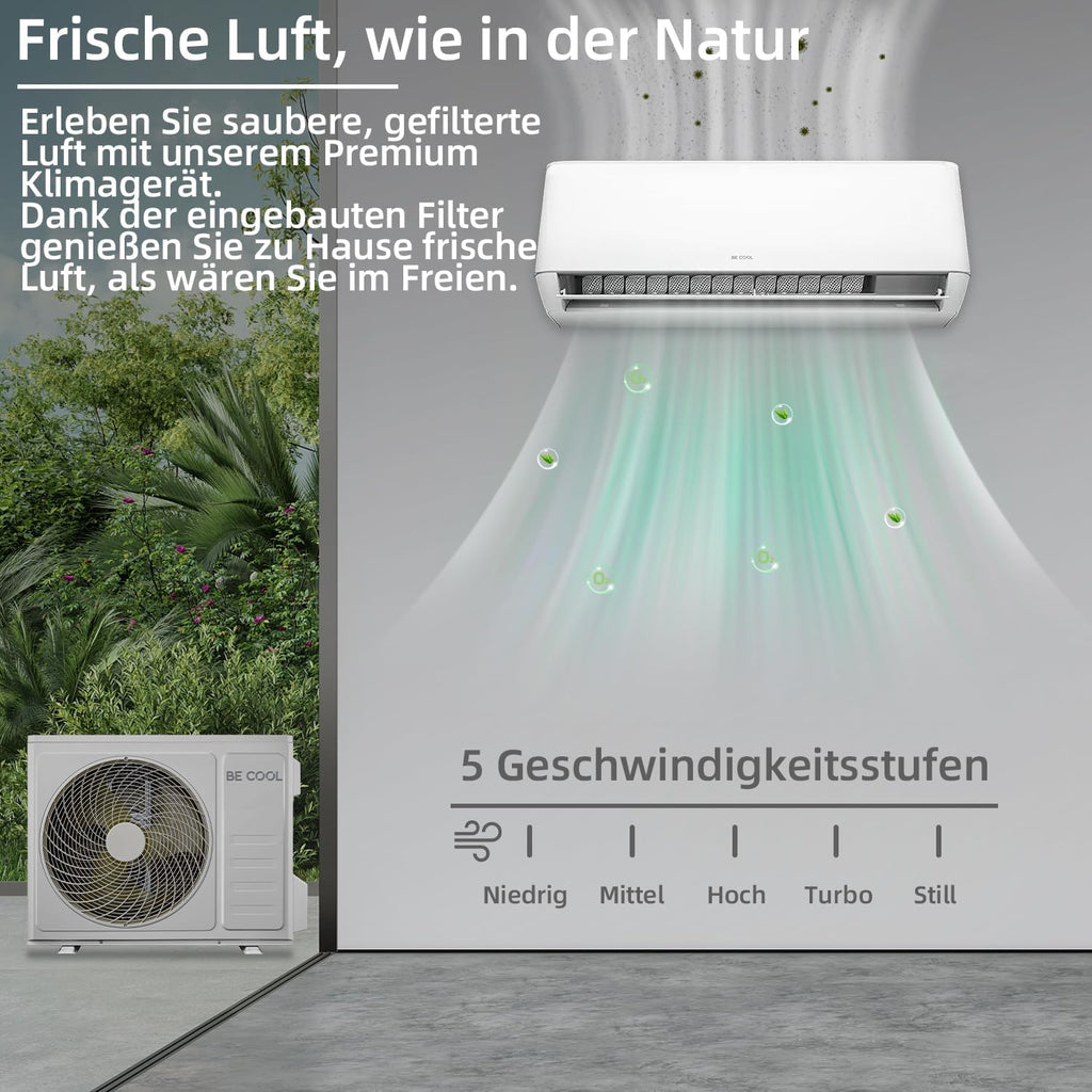 BE COOL Premium Split-Klimagerät T-PRO Series 12.000 BTU – Smarte Klimatisierung für Ihr Zuhause!