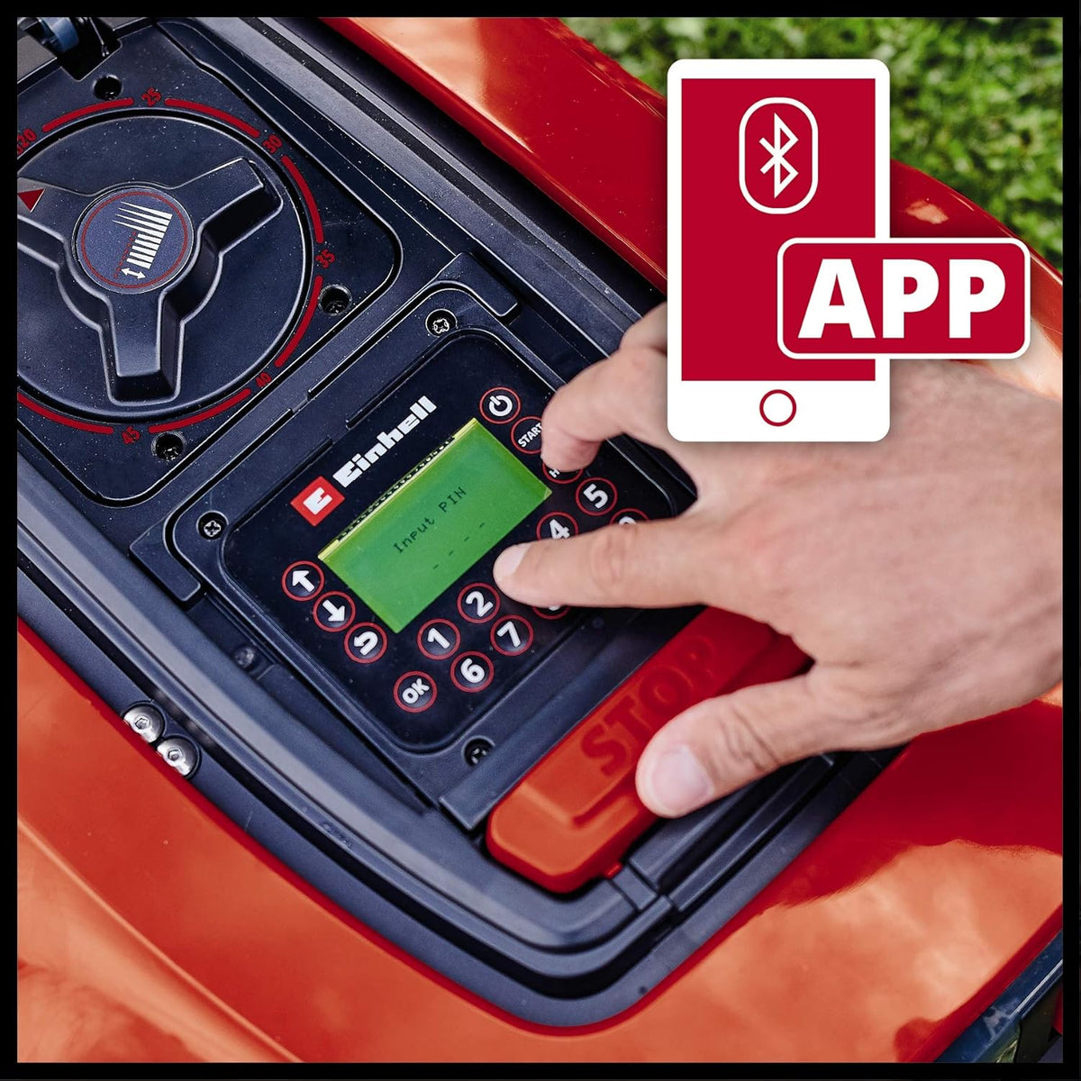 Einhell Roboter-Rasenmäher FREELEXO 900 LCD BT (Lithium-Ionen, 18 V, bis zu 900 m², Multizonenmäher, Bluetooth App-Steuerung, für Steigung von bis zu 35%, inkl. PXC-Batterie und Installationszubehör)