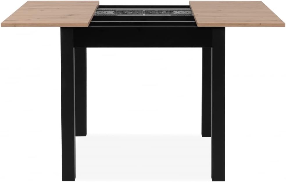 003409 Esszimmertisch Coburg 80 Küchentisch in Artisan Eiche Nb. / Schwarz ca. 80 x 76 x 80 cm ausziehbar 120 cm