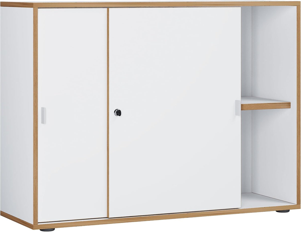 VCM Büroschrank mit 2 Fächern | moderner Aktenschrank mit Schiebetüren | Maße ca. H. 74 x B. 100 x T. 37 cm– Salia 2-Fach