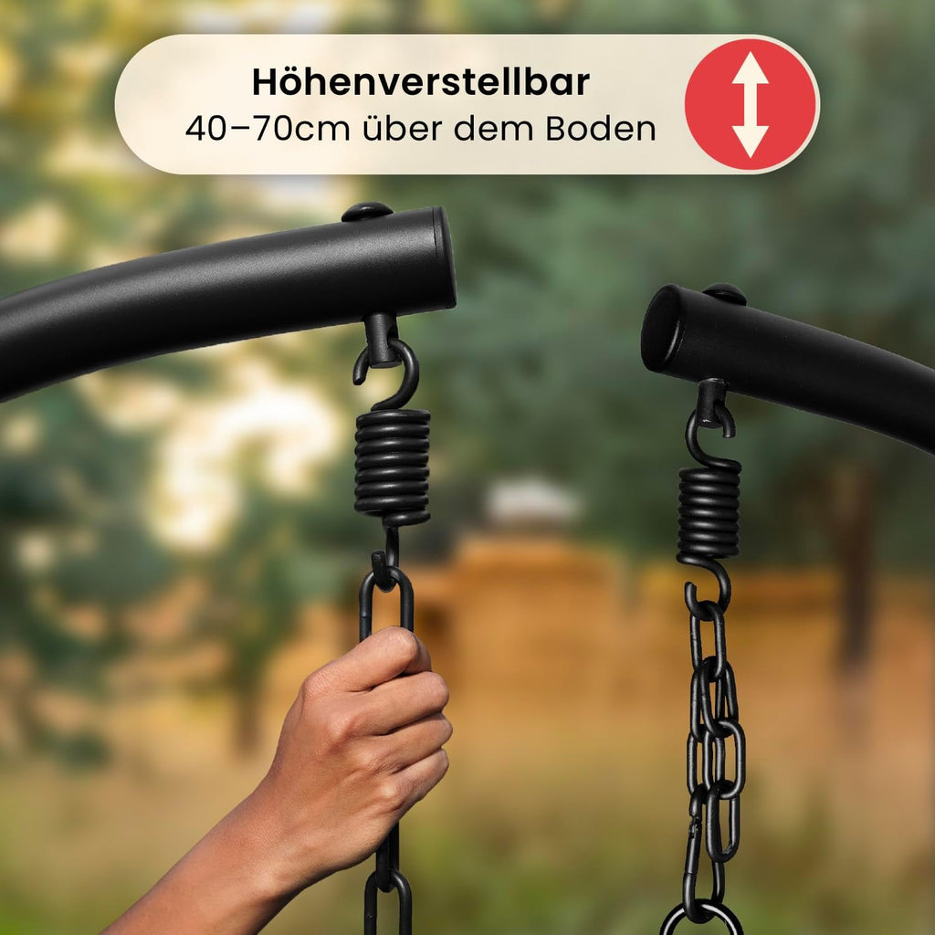 Swoods XXL Hängesessel mit Gestell - Hängesessel Für Indoor und Outdoor - Inkl. Kissen - Egg Chair - bis 150kg (Hellgrau)