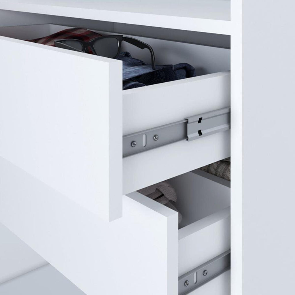 A&J MöbelLand Schwebetürenschrank Duo Kleiderschrank 2-türig mit Schubladen, und Spiegel, Garderobe 200 cm