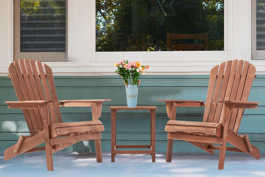 SoliWood Adirondack Stuhl 2er-Set, Gartenstuhl Holz Klappbar & Gartensessel Wetterfest, Outdoor Stuhl mit Rückenlehne und Armlehnen für Veranda, Garten & Pool