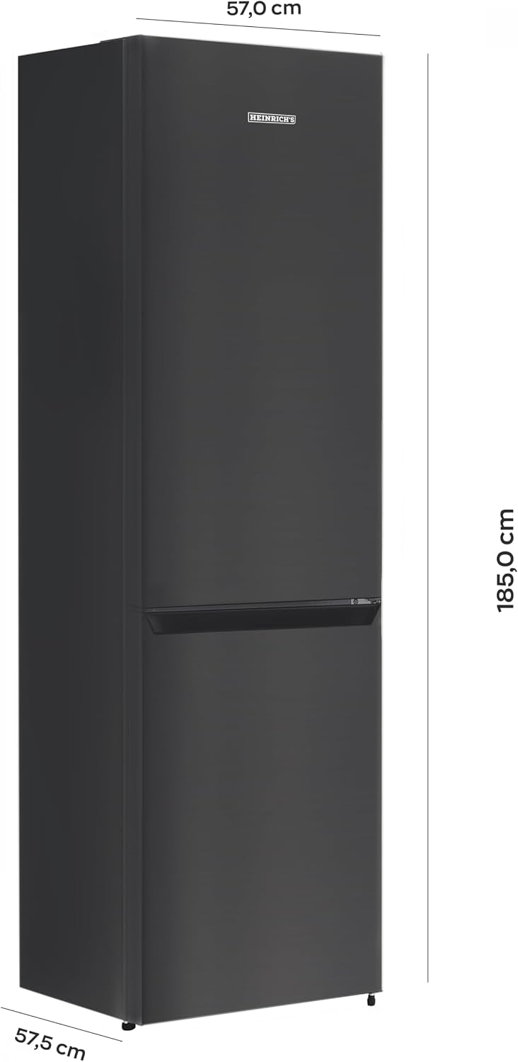 Heinrich´s Kühlgefrierkombination 269 Liter, Kühlvolumen 198L, Gefrierfach 71L,LED Beleuchtung,Kühlschrank Türanschlag wechselbar, leise 39dB,große Tiefkühlboxen, 7 Temperaturstufen, (inox-schwarz)