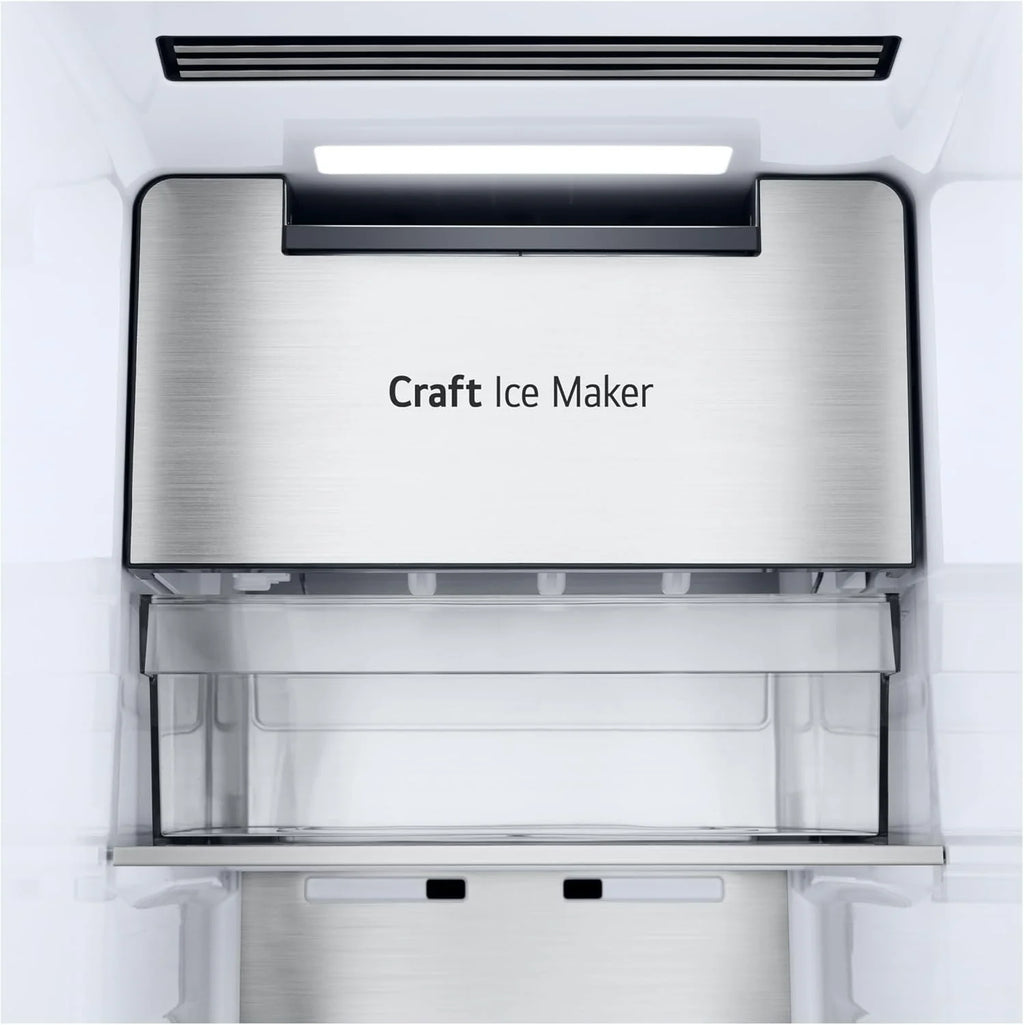 LG GSGV81PYLL Side by Side Kühlschrank, Klasse E, 635 L, Instaview, Kühlschrank mit Gefrierfach, Eis-, Crushed Ice- Wasserspender, Total NoFrost, Smart Inverter Kompressor, Wi-Fi