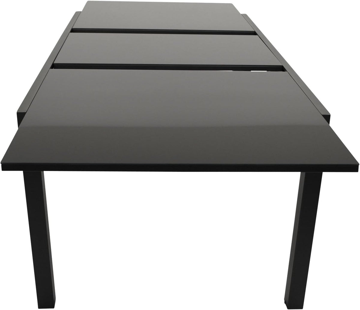 DEGAMO Gartentisch Ausziehtisch ELBA XXL, 200/300x110cm, Aluminium anthrazit + Glas schwarz, Outdoor