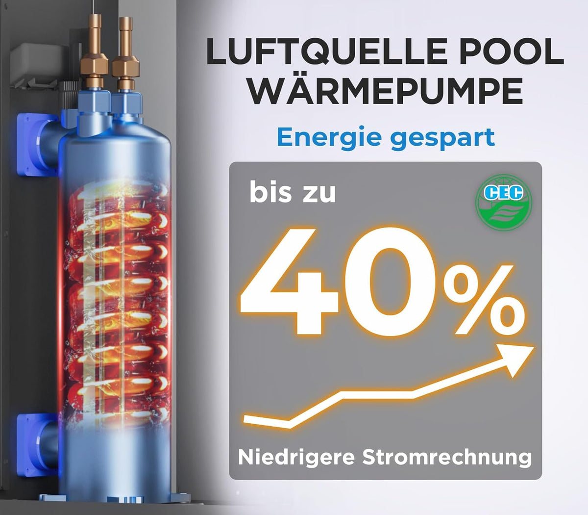 5KW Elektrische Pool Wärmepumpe Für Aufstellpool Poolheizung Wärmepumpe Schwimmbad Bis 20.000 l 20 m³ WiFi Steuerung 220v 240v 50Hz