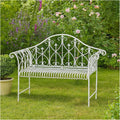 HTI living Metall Gartenbank Weiß romantisch nostalgisch Sitzbank Nostalgische Metallbank