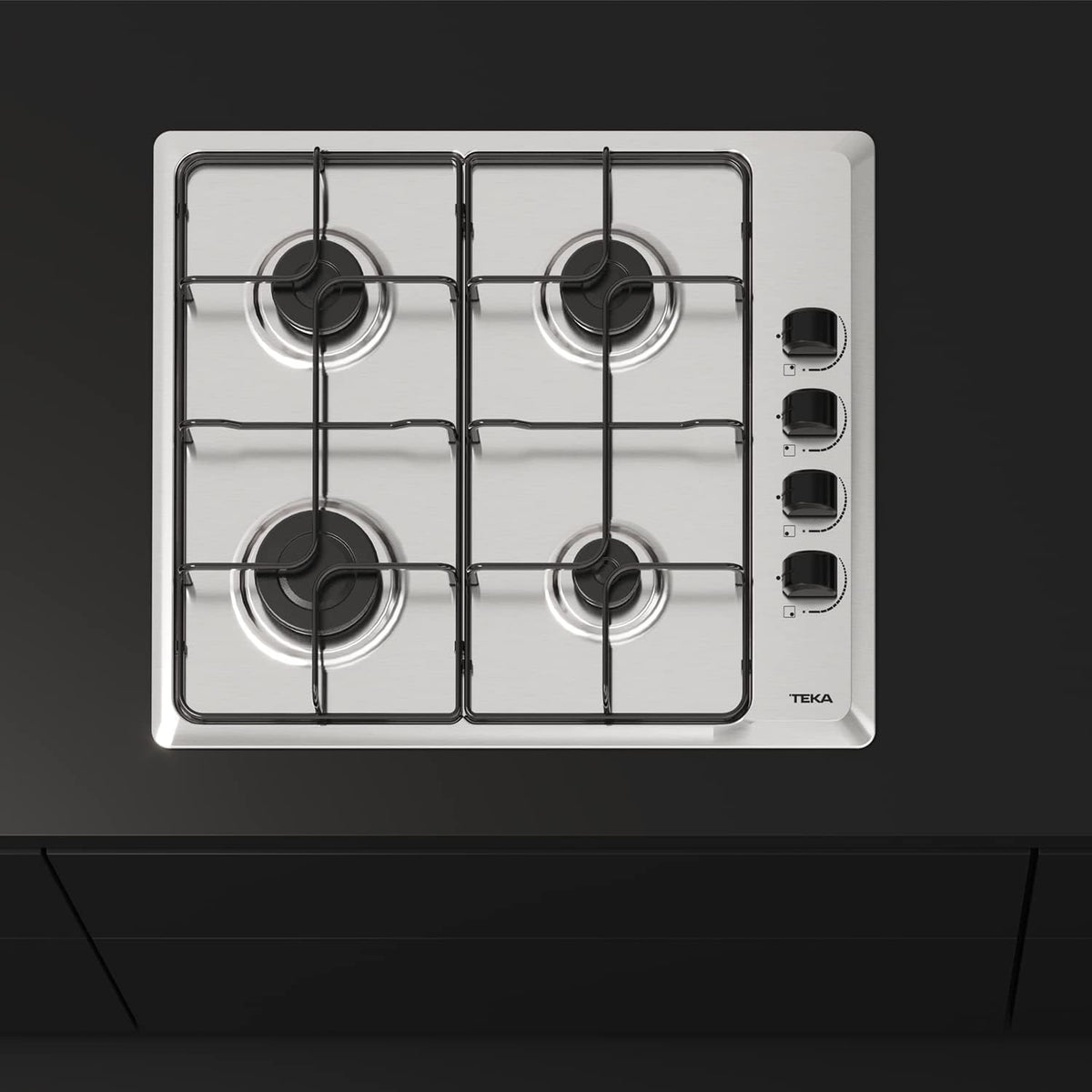 TEKA Placa de Gas Butano, 60 cm, 4 Fuegos, Mandos Ergonómicos, Seguridad Termopar, Parrillas Esmaltadas, HLX 640 KL
