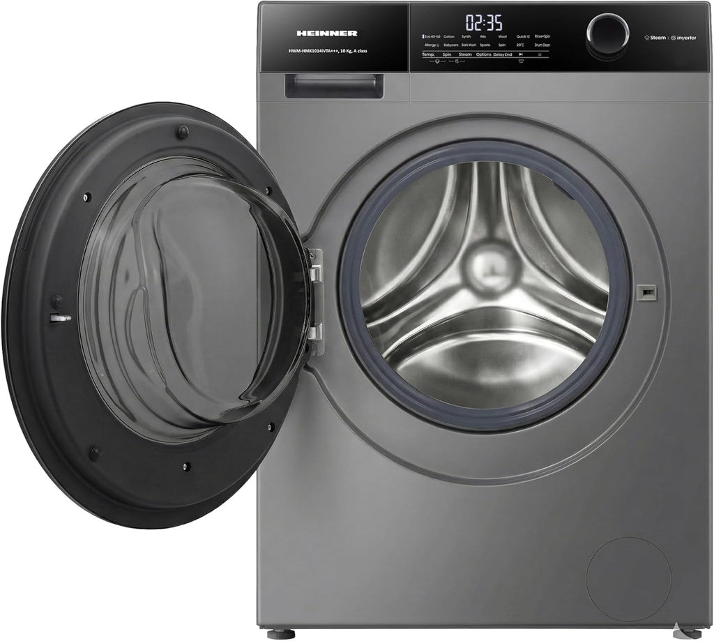 HWM-HMK1014IVTA+++ – Waschmaschine 10 kg, 1400 U/min, Inverter-Motor, 15 Programme, Touch-Display, Energieeffizienzklasse A, Grau Titan, 5 Jahre Garantie (Anthrazit, 10 KG)