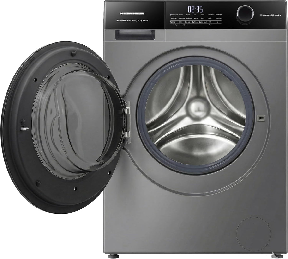 HWM-HMK1014IVTA+++ – Waschmaschine 10 kg, 1400 U/min, Inverter-Motor, 15 Programme, Touch-Display, Energieeffizienzklasse A, Grau Titan, 5 Jahre Garantie (Anthrazit, 10 KG)