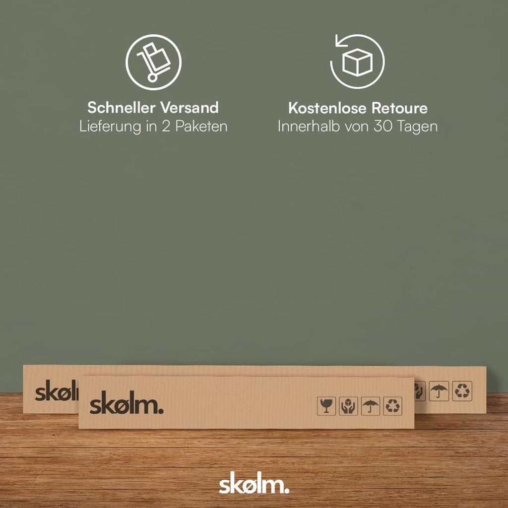 skølm Nornir Massivholzbett 160x200 cm – Bettrahmen aus Massivholz Eiche geölt – hochwertiges Holzbett mit Kufen Bettbeinen – Bettgestell mit 2 Streben als Bettkopf – geeignet als Doppelbett