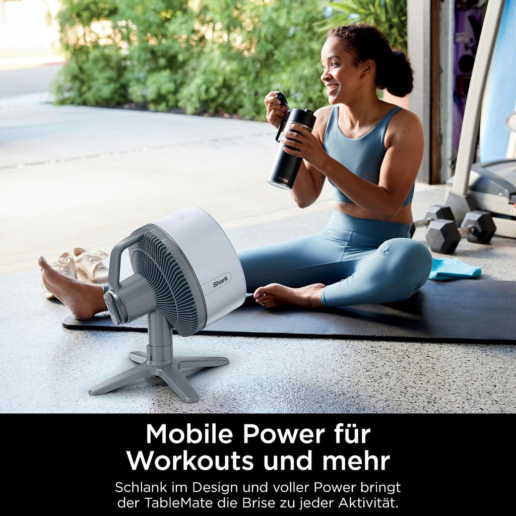 Shark FlexBreeze TableMate Akku-Ventilator, innen & außen, ≤24h Laufzeit, Hochgeschwindigkeits-Kühlung, 20 m Reichweite, leise & langlebig, 5 Geschwindigkeiten, Oszillation, Fernbedienung FA150EU