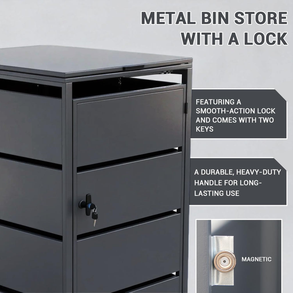 Metallene Mülltonnenbox für 240L-Tonne, robuste verzinkte Stahl-Mülltonnenverkleidung mit abschließbarer Tür, 78x68x115 cm Mülltonnenbox für den Außenbereich