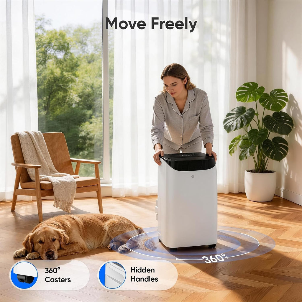 14000 BTU Tragbare Klimaanlage, Kühlung, Ventilator, Entfeuchtung, Schlafmodus für große Räume bis zu 700 Quadratmeter, AC-Einheit mit Fernbedienung