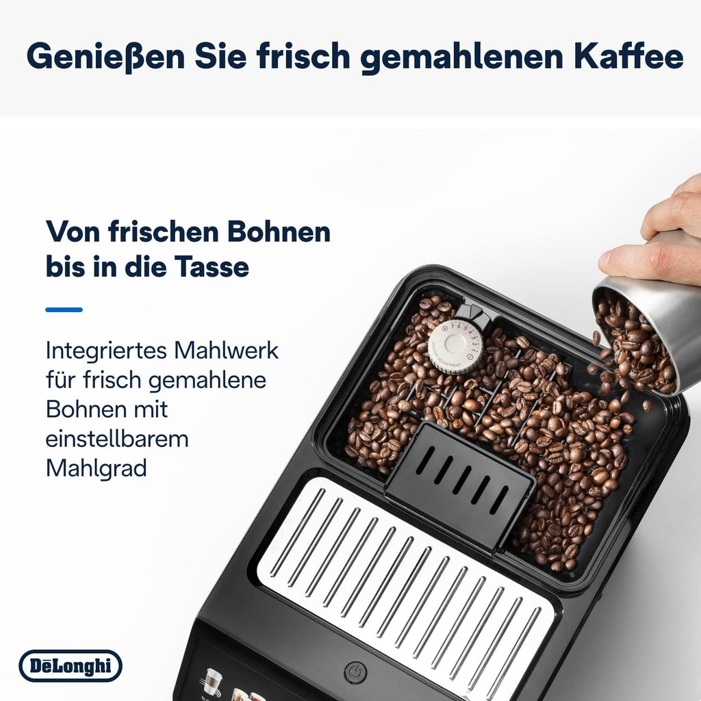 De’Longhi Eletta Explore - Perfetto Kaffeevollautomat mit LatteCrema-Milchaufschäumer, 40 Getränke auf Knopfdruck, farbiges Touch-Display, Dunkelgrau (ECAM452.57.G)