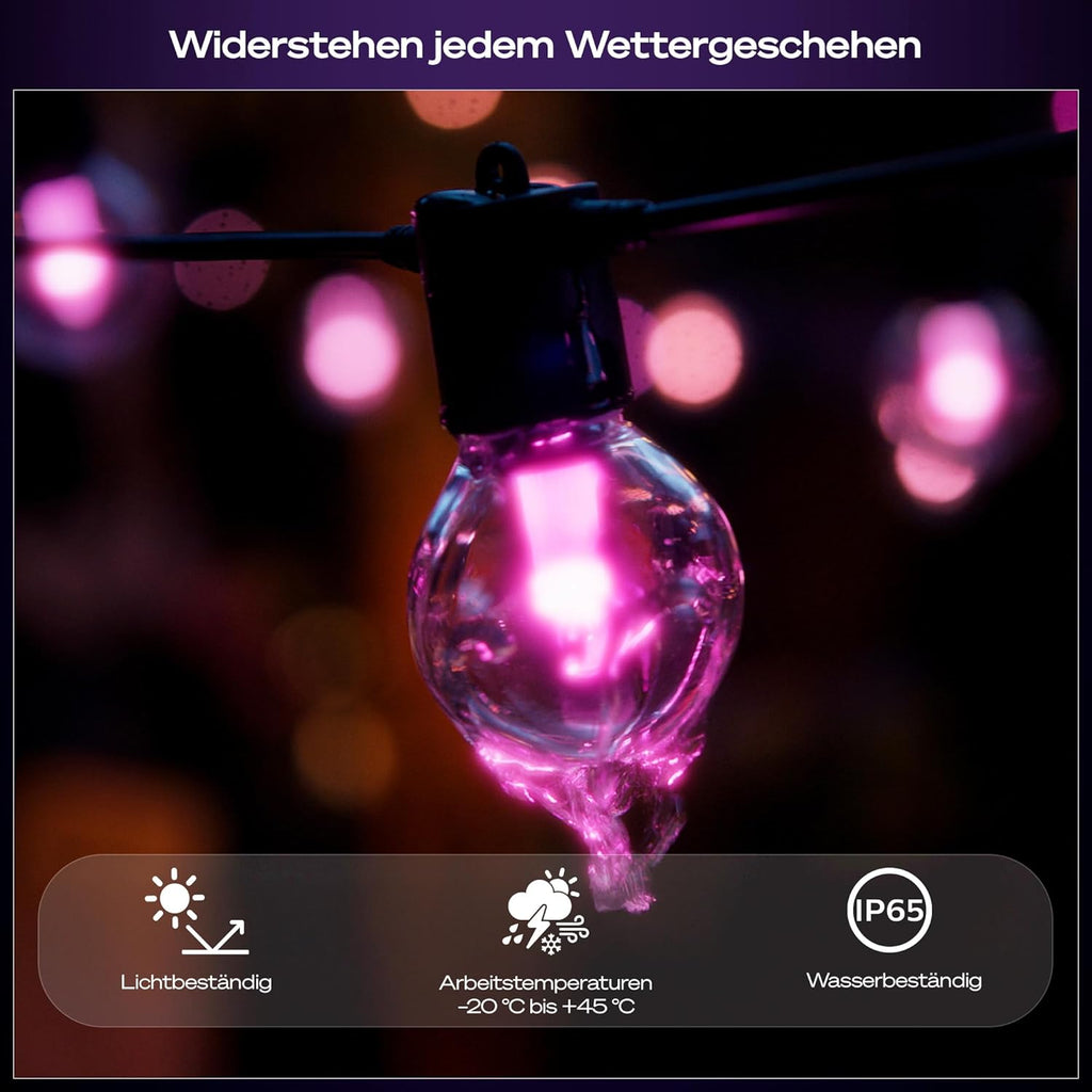 Hue Festavia Globe Außenlichterkette, White & Color Ambiance, 21 M LED Lichterkette, 30 Lampenkugeln, dimmbare Gartenbeleuchtung funktioniert per Hue App, Alexa, Google Assistant, Home