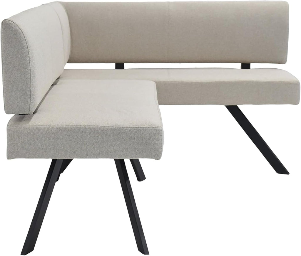 byLIVING Eckbank Toronto, Bezug in Taupe, Gestell in schwarz, L-Form Langer Schenkel Links, Taschenfederkern, Küchenbank, Speisezimmerbank, Maße: B 182, H 85, T 128 cm