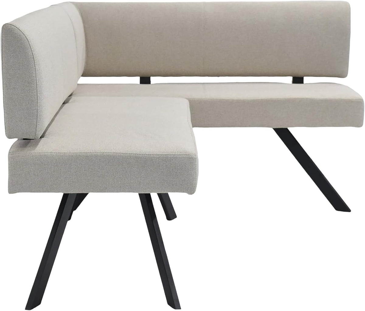 byLIVING Eckbank Toronto, Bezug in Taupe, Gestell in schwarz, L-Form Langer Schenkel Links, Taschenfederkern, Küchenbank, Speisezimmerbank, Maße: B 182, H 85, T 128 cm