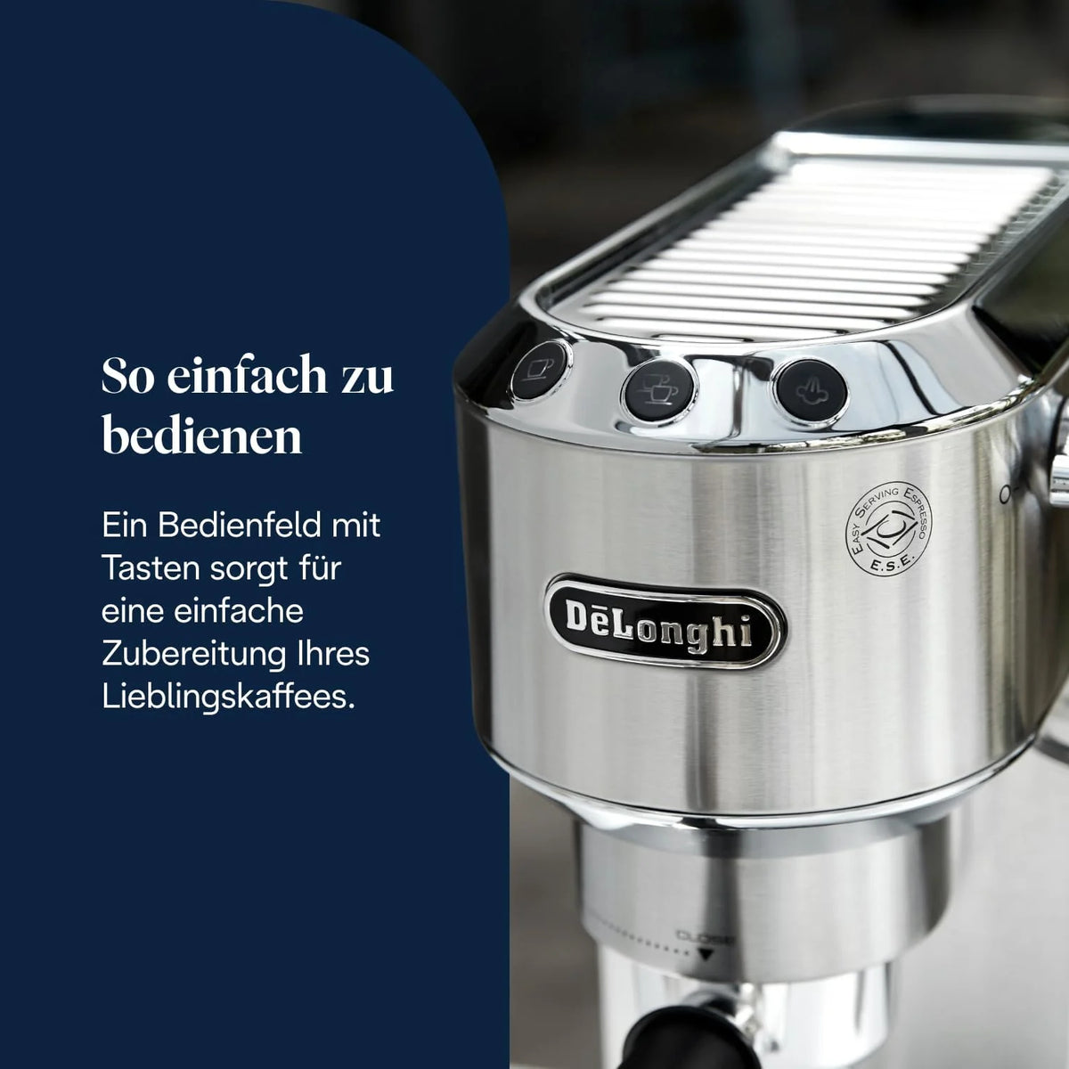 De'Longhi EC 685.M Dedica Style Espressomaschine 1L – 15 bar, Milchschaumdüse, 15cm, Metall