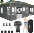COBIZI Faltpavillon 3x6 Pavillon wasserdicht Winterfest, EIN-Tasten-Zentralverriegelung Partyzelt Faltbar Anti-UV mit Fluoreszierenden Streifen, 6 Seitenwänden, Gartenpavillon für Hochzeiten, Freien