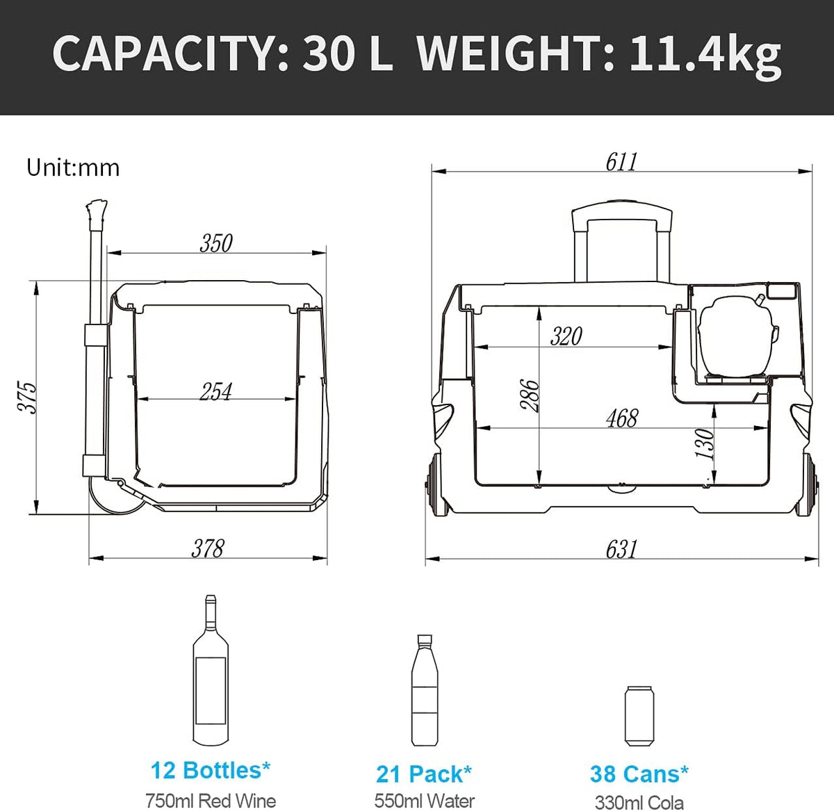 Alpicool CF55 55 Liter Kühlbox 12V tragbarer Mini-Kühlschrank elektrische Gefrierbox klein Gefrierschrank für Auto Camping, LKW, Boot und Steckdose mit USB-Anschluss, -20℃ bis 20℃