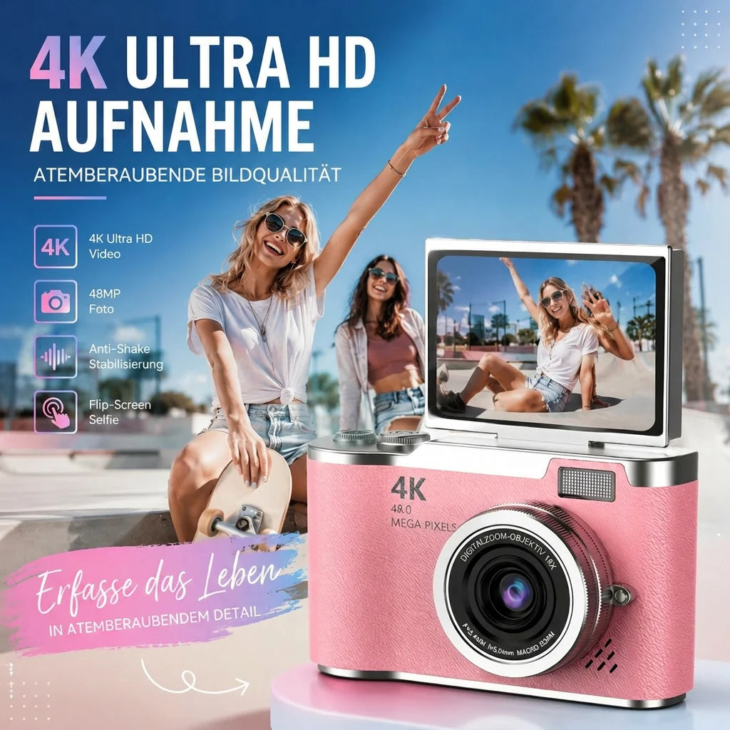 4K Digitalkamera mit Klappdisplay | Kronlinse