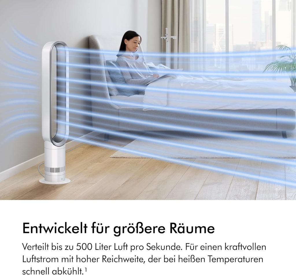 Coolᵀᴹ Turmventilator AM07 Air Multiplier™ Turmventilator, Leistungsstarker, bladeless Ventilator mit Air Multiplier™ Technologie (Weiß/Silber)