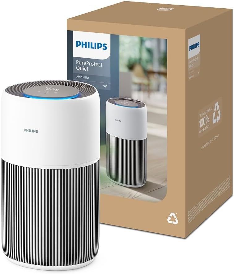 Philips Luftreiniger 2200 Series, HEPA NanoProtect + Aktivkohlefilter, CADR 400m³/h für 104m², Allergiker, Ultra-leise, Intelligenter und langlebiger Filter (AC2210/10)