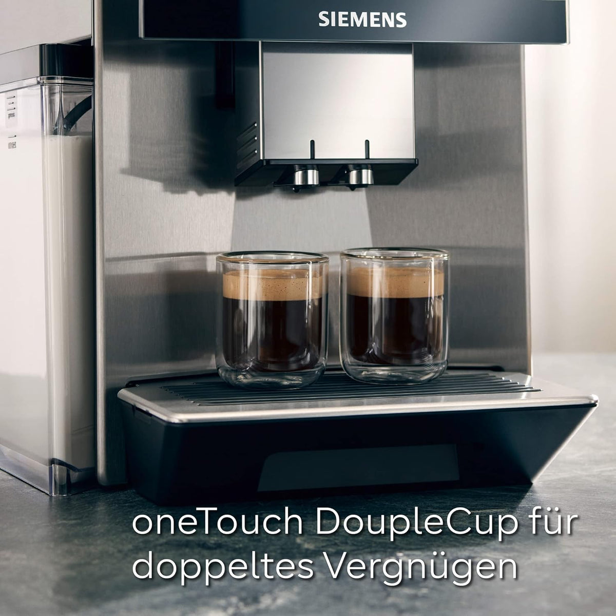 Siemens Kaffeevollautomat EQ900 TQ903D03, App-Steuerung, intuitives Full-Touch-Display, Barista-Modus, AromaBoost, Geräuschreduzierung, Premiummahlwerk, automatische Dampfreinigung, 1500 W, edelstahl